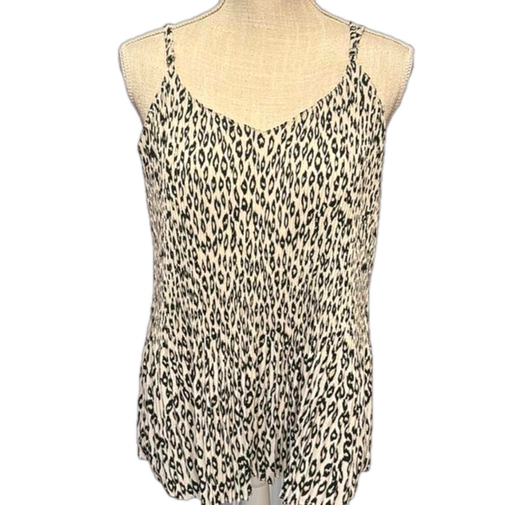 Umgee Leopard Print Spaghetti Strap Crinkled Top - image 1